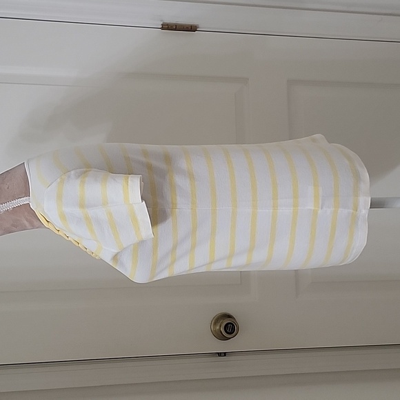 Talbots, Size S Yellow & White Striped Pima Cotton Tee with Braid Accent - Picture 3 of 10